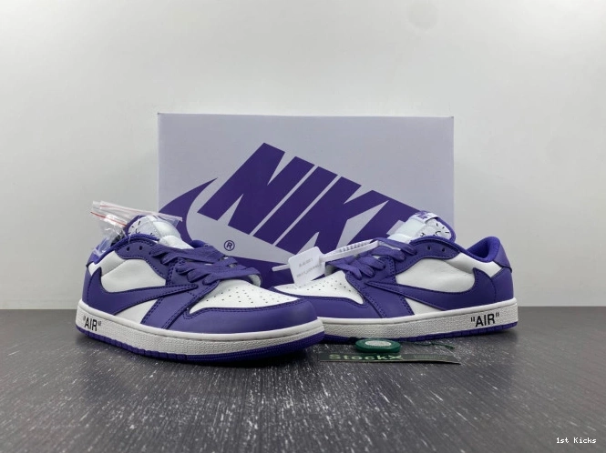 1st Kicks Shoes 1 X CUSTOM AIR DM7890-386 X TRAVIS OFF-WHITE SCOTT JORDAN 0824
